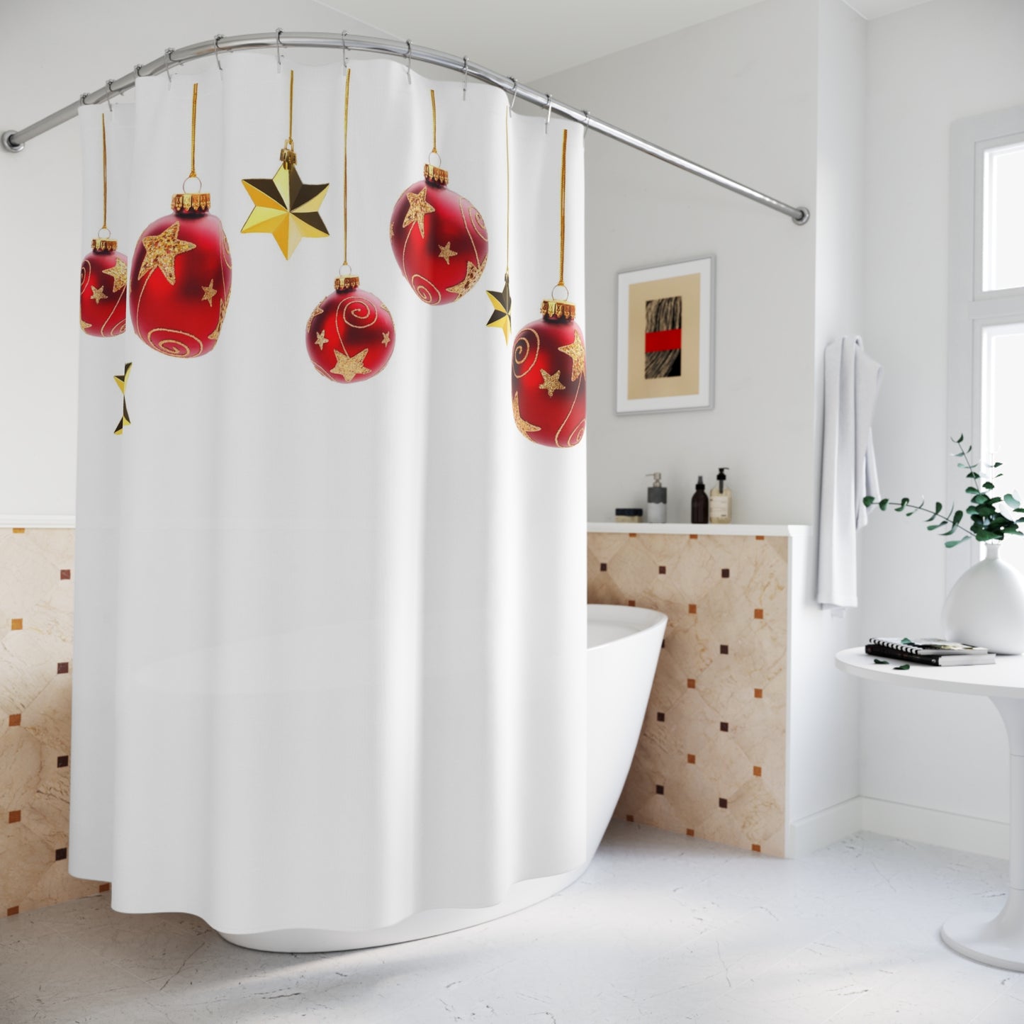 Hoilday Shower Curtains | Christmas Ornament Shower Curtain