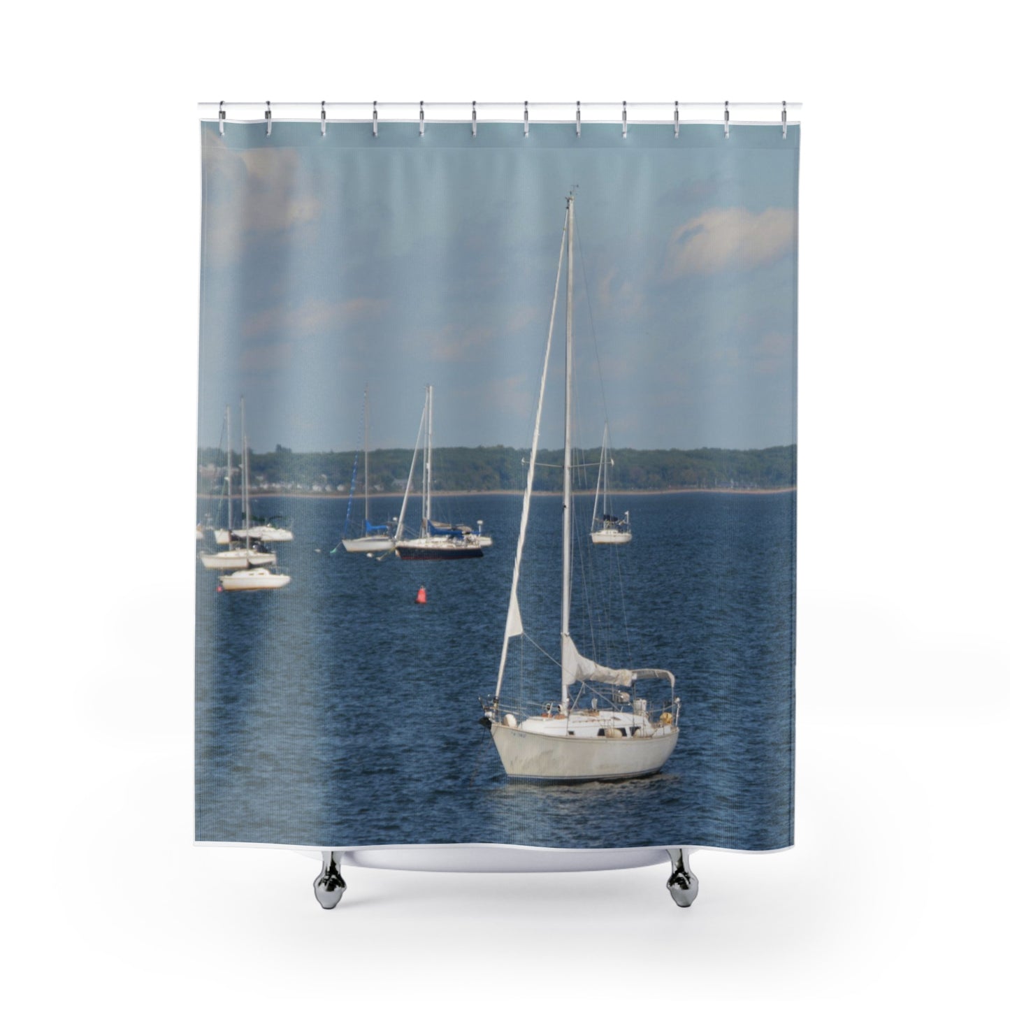 Boats on The Bay | Home Decor | Costal Decor | Shower Curtain